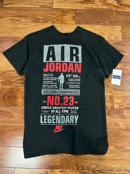 90s Nike Air Jordan "Single Greatest Player Of All Time" Vintage Stats Tee (M)