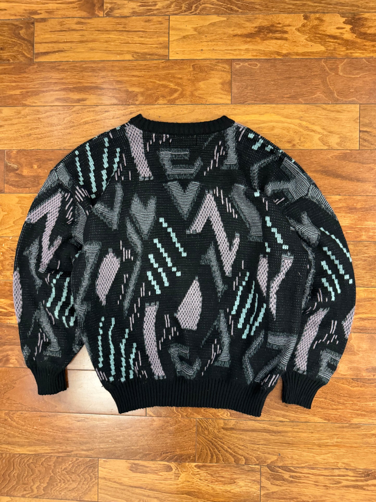 90s Michael Gerald Purple Pattern Sweater (L)