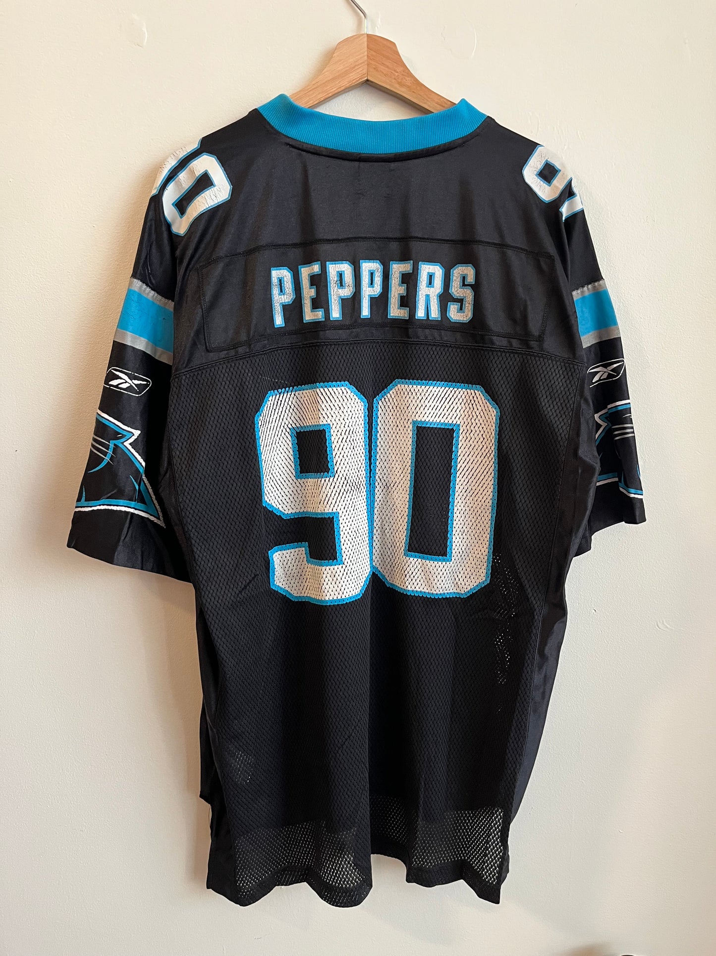 00s Carolina Panthers Reebok NFL Julius Peppers Black Jersey (L)