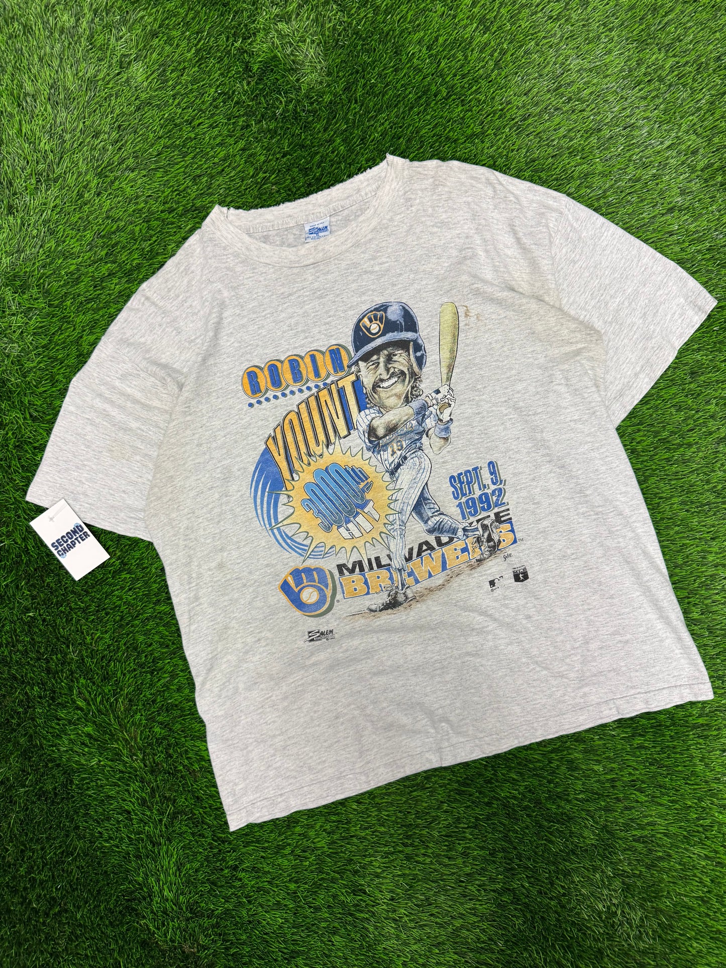 1992 Milwaukee Brewers Robin Yount Caricature Vintage Salem MLB Tee (XL)