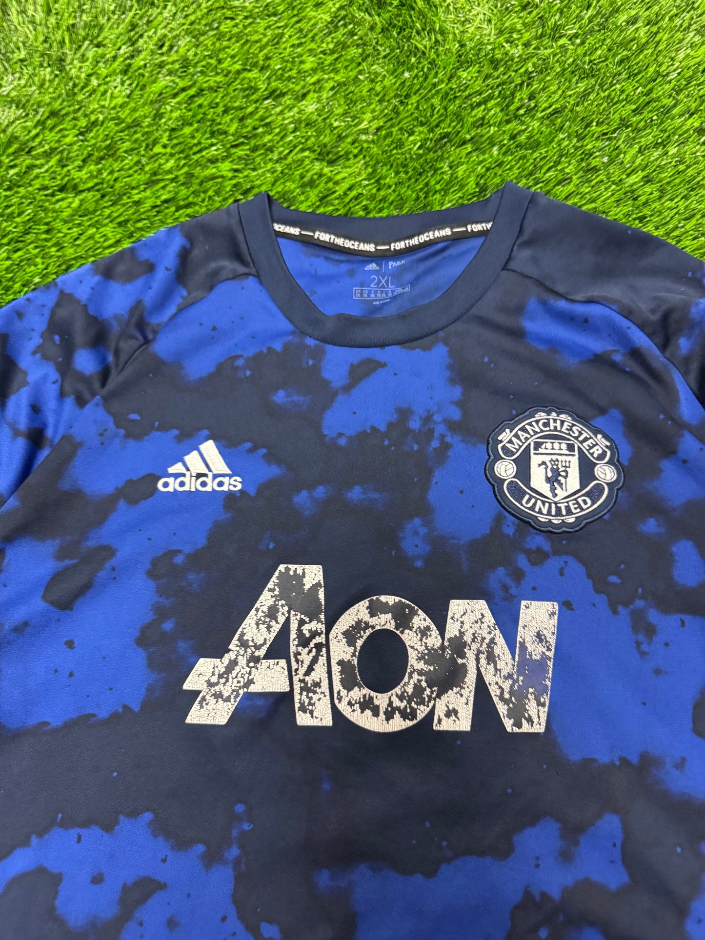 Manchester United Parley Training Jersey Adidas Blue AON Jersey 2019-20 Kit (XXL)