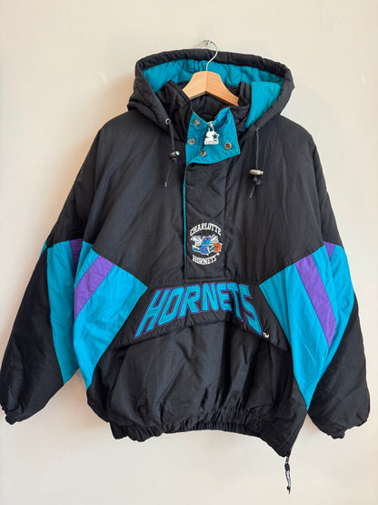 90s Charlotte Hornets Black Starter Puffer Jacket (L)