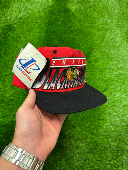 90s Chicago Blackhawks NHL Snapback Deadstock Vintage Hat (OS)