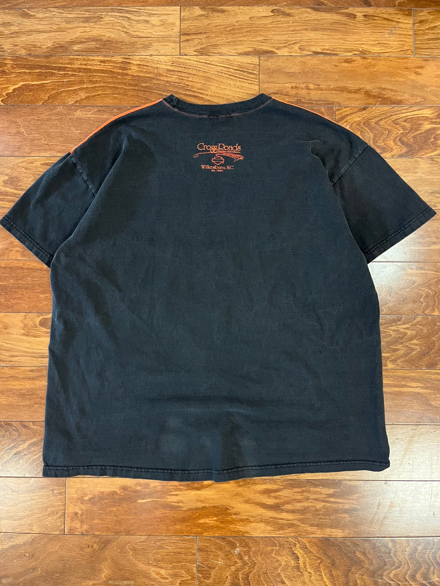 2002 Harley Davidson Orange & Black Tee (XL)