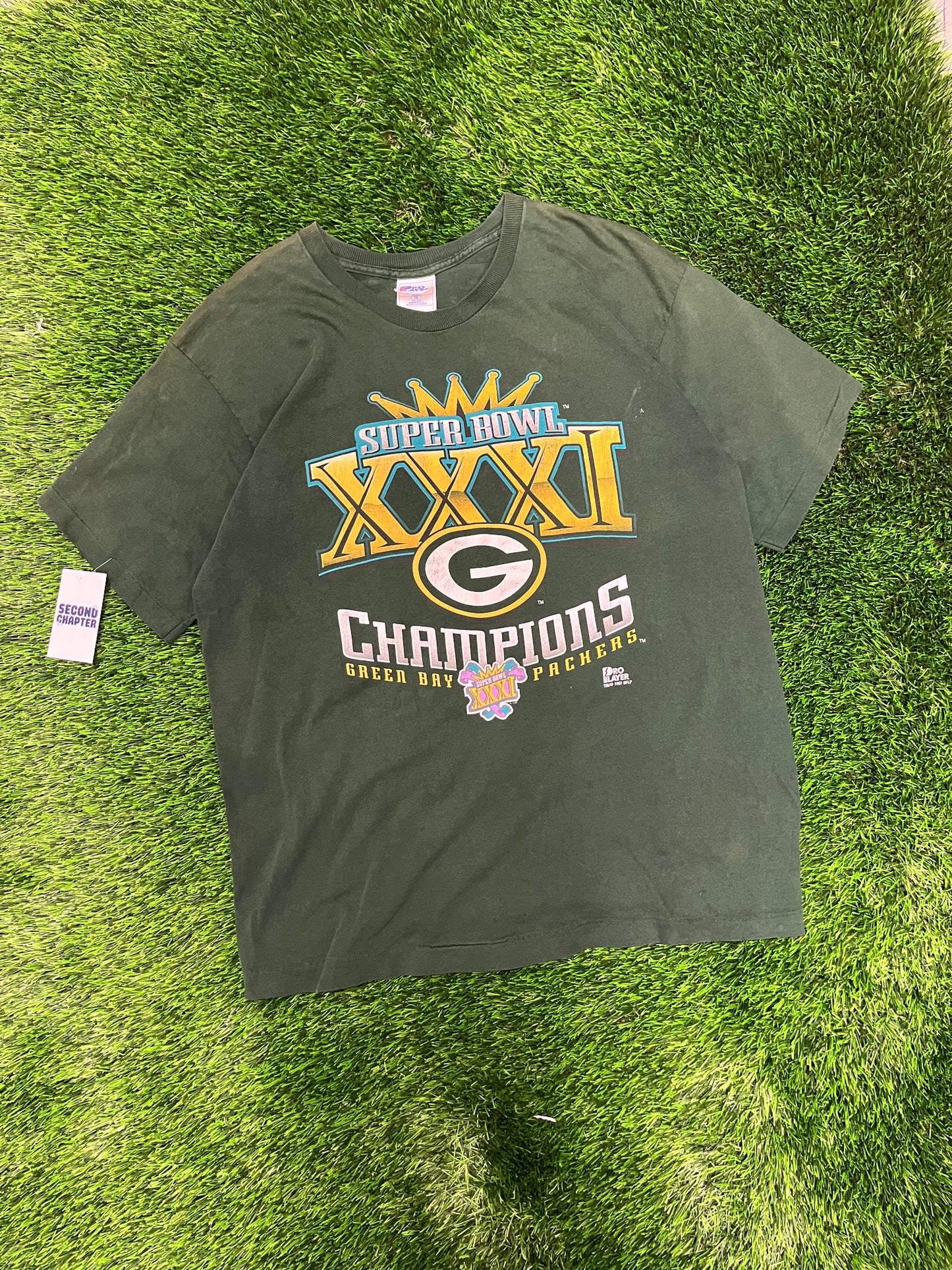 1997 Green Bay Packers Super Bowl Pro Player Green Tee (XL)