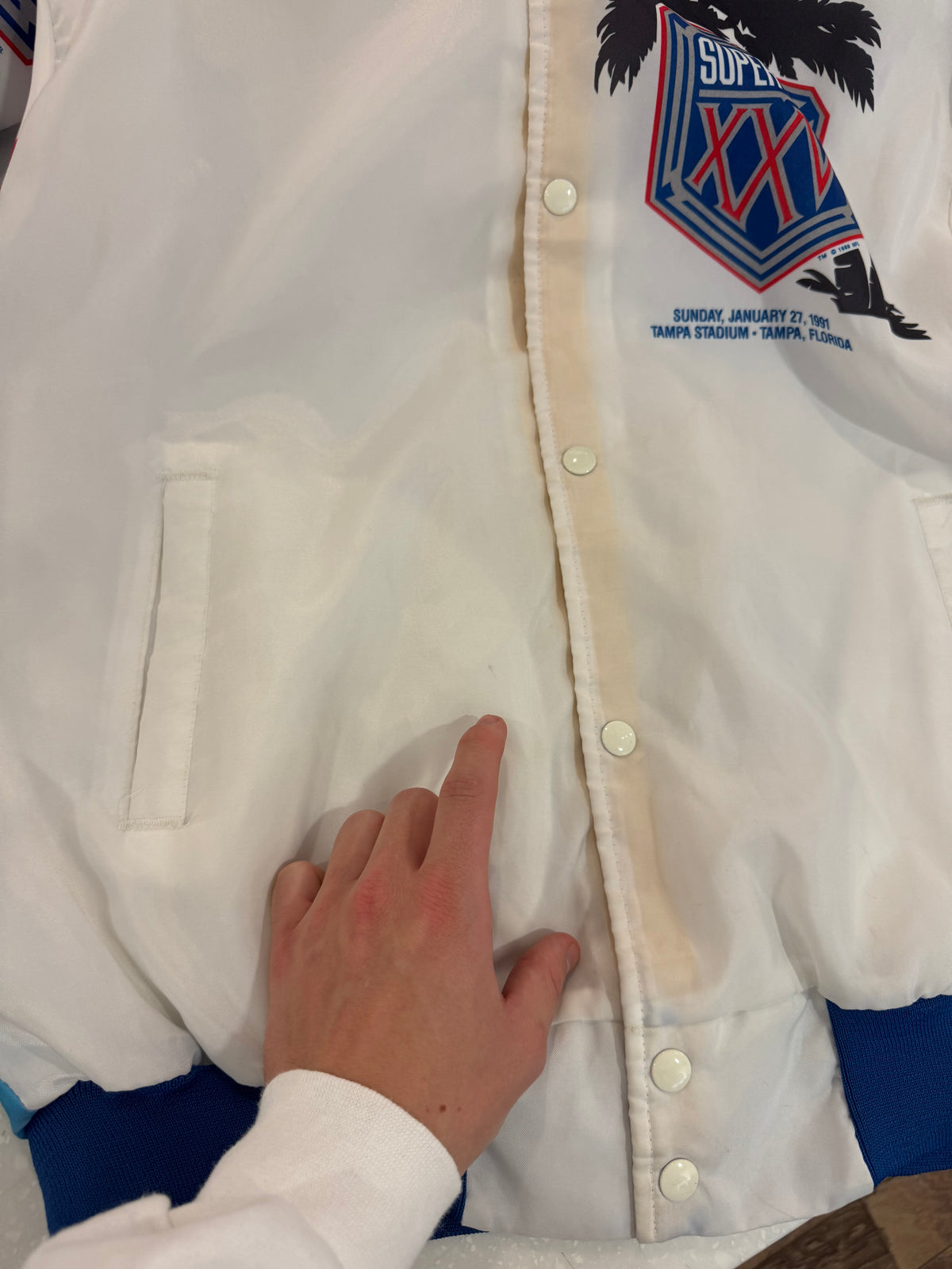1991 Super Bowl Fanimation Satin Vintage Jacket (L)