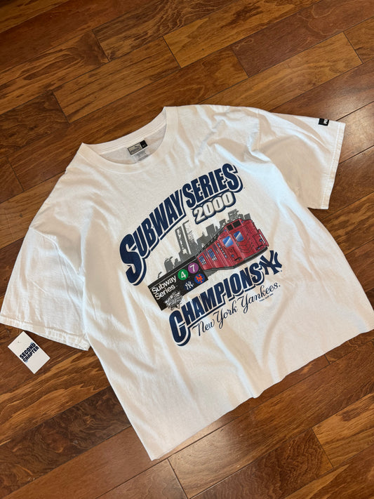 2000 New York Yankees Subway Series Vintage Puma MLB Cropped Tee (XL)