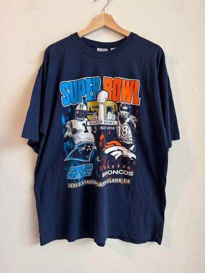 2016 Panthers v Broncos Super Bowl 50 Newton & Manning Tee (L)