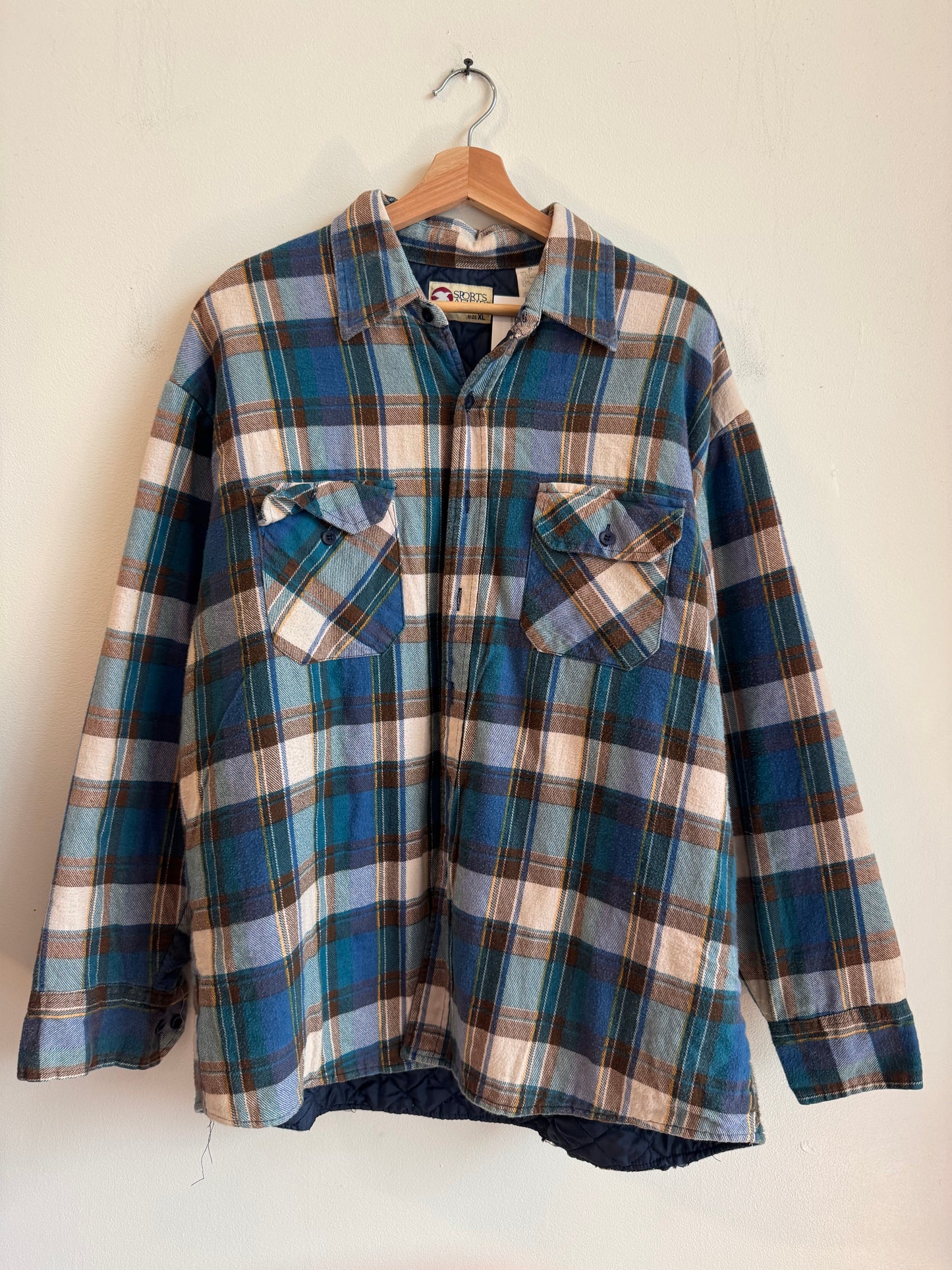 90s Sports Afield Multi-Colored Insulated Collared Flannel (XL)