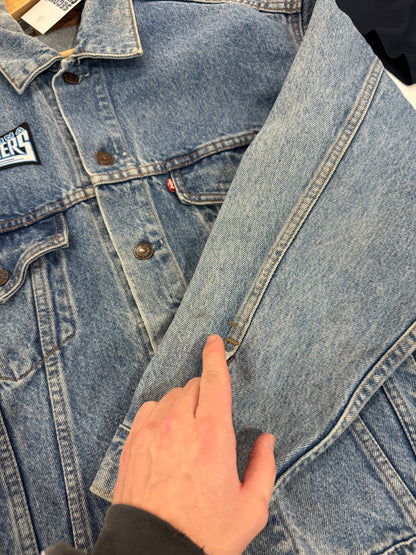 90s Carolina Panthers Light Washed Custom Levi Jacket (L)