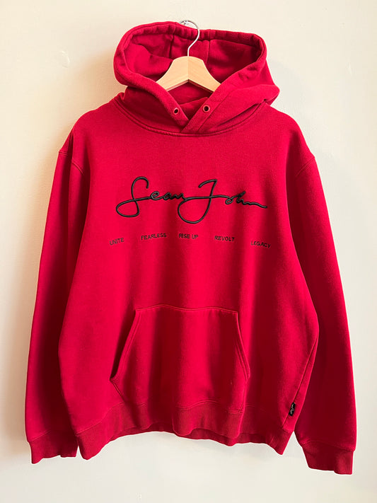 00s Sean John Red Embroidered Hoodie (XL)