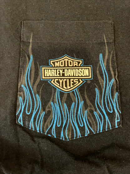 2003 Harley Davidson Blue Flames Atlanta Pocket Tee (XL)