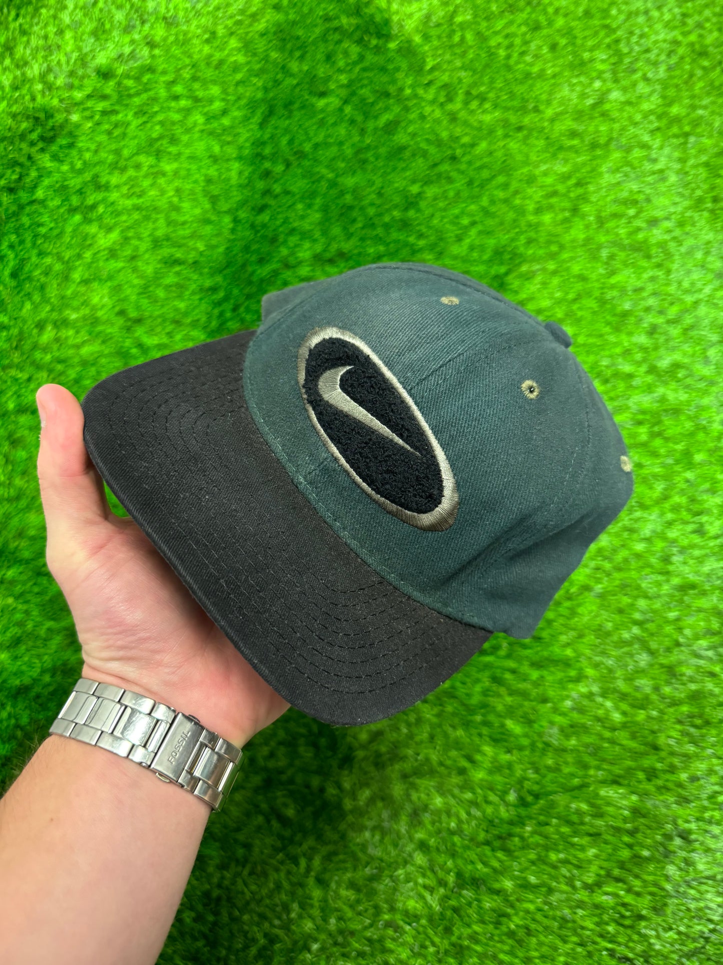 90s Nike Swoosh Green Embroidered Adjustable Hat (OS)