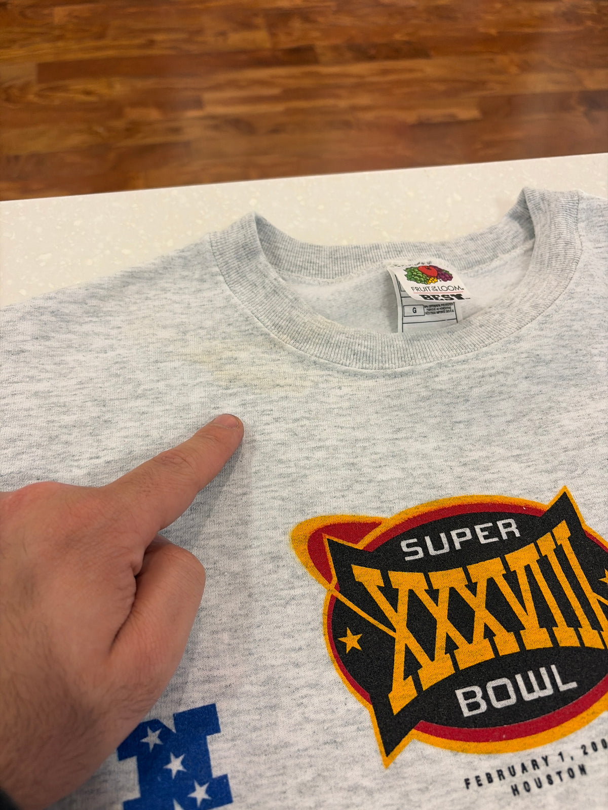 2004 Carolina Panthers vs New England Patriots Super Bowl Crewneck (L)