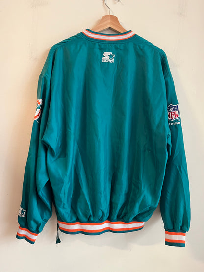 90s Miami Dolphins Starter Teal Spell Out Windbreaker (M)