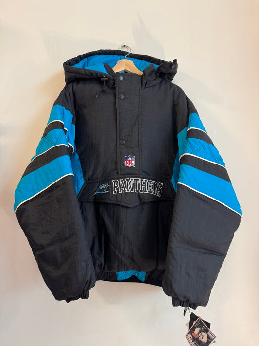 90s Carolina Panthers Starter Deadstock Hooded Puffer Jacket (XL)