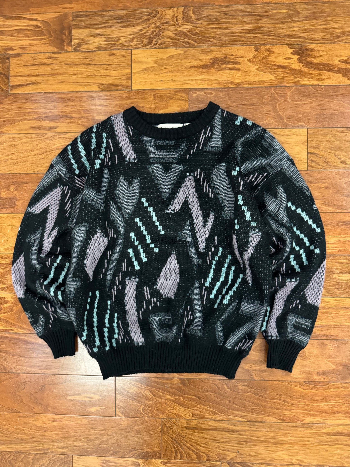 90s Michael Gerald Purple Pattern Sweater (L)