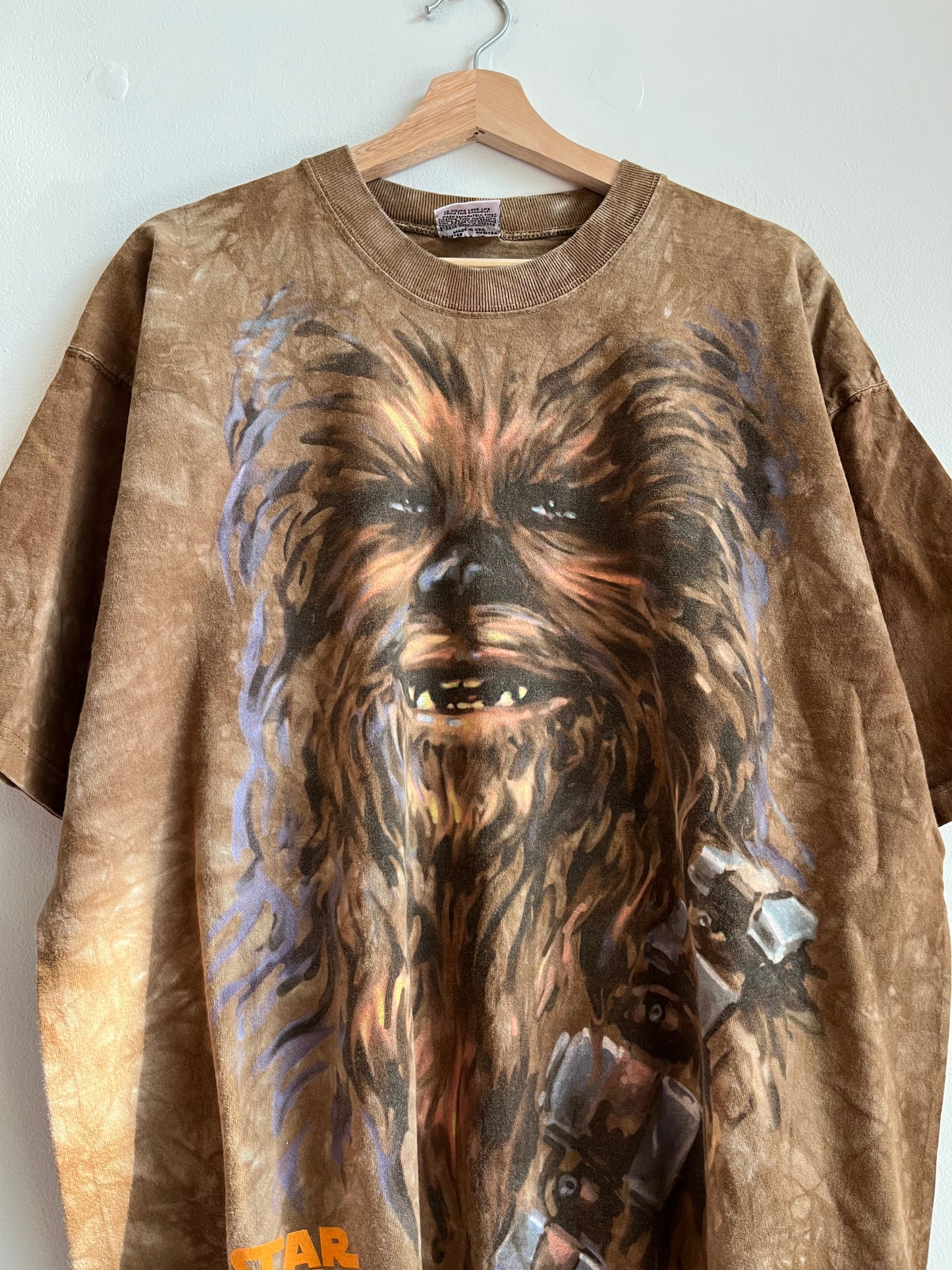1997 Star Wars Chewbaaca Liquid Blue Tie Dye AOP Tee (XL)