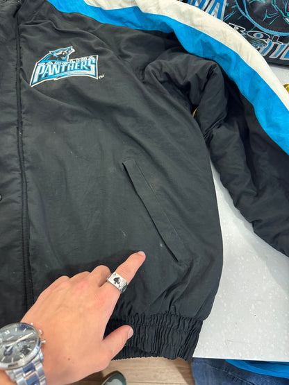 90s Carolina Panthers Reebok Striped Puffer Jacket (L)