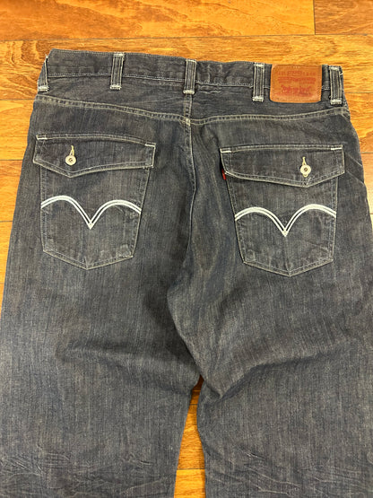 2009 Levi's 569 Loose Baggy Embroidered Jeans (38 x 34)