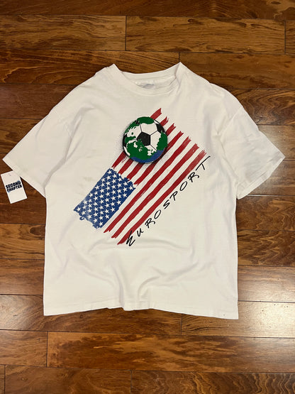 90s Eurosport Vintage Soccer World Cup Tee (XL)
