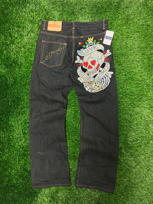 2008 Ed Hardy Christian Audigier Rhinestone Skull Jeans (36)