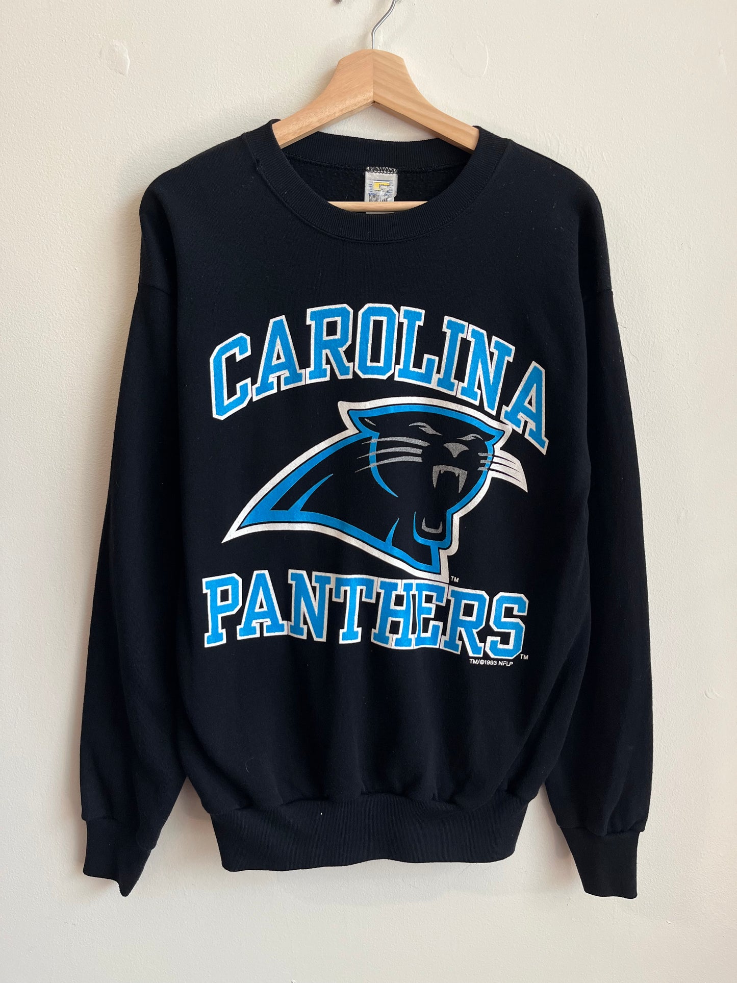 1993 Carolina Panthers Spell Out Black Crewneck (L)