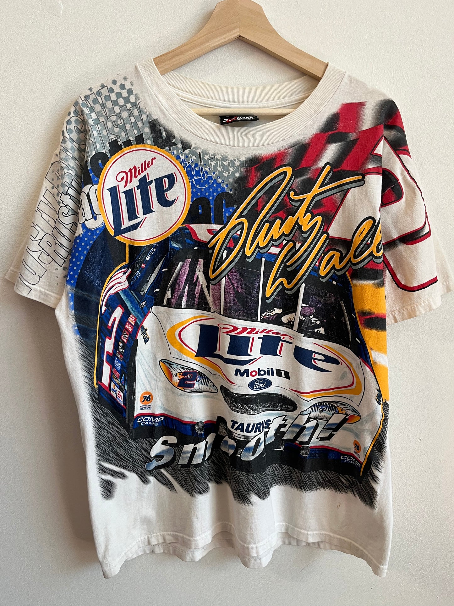 00s Miller Lite Rusty Wallace Nascar AOP Tee (M)