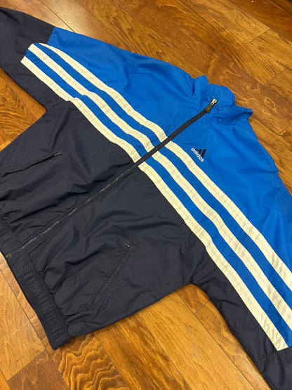 90s Adidas Vintage Blue Striped Windbreaker (XL)