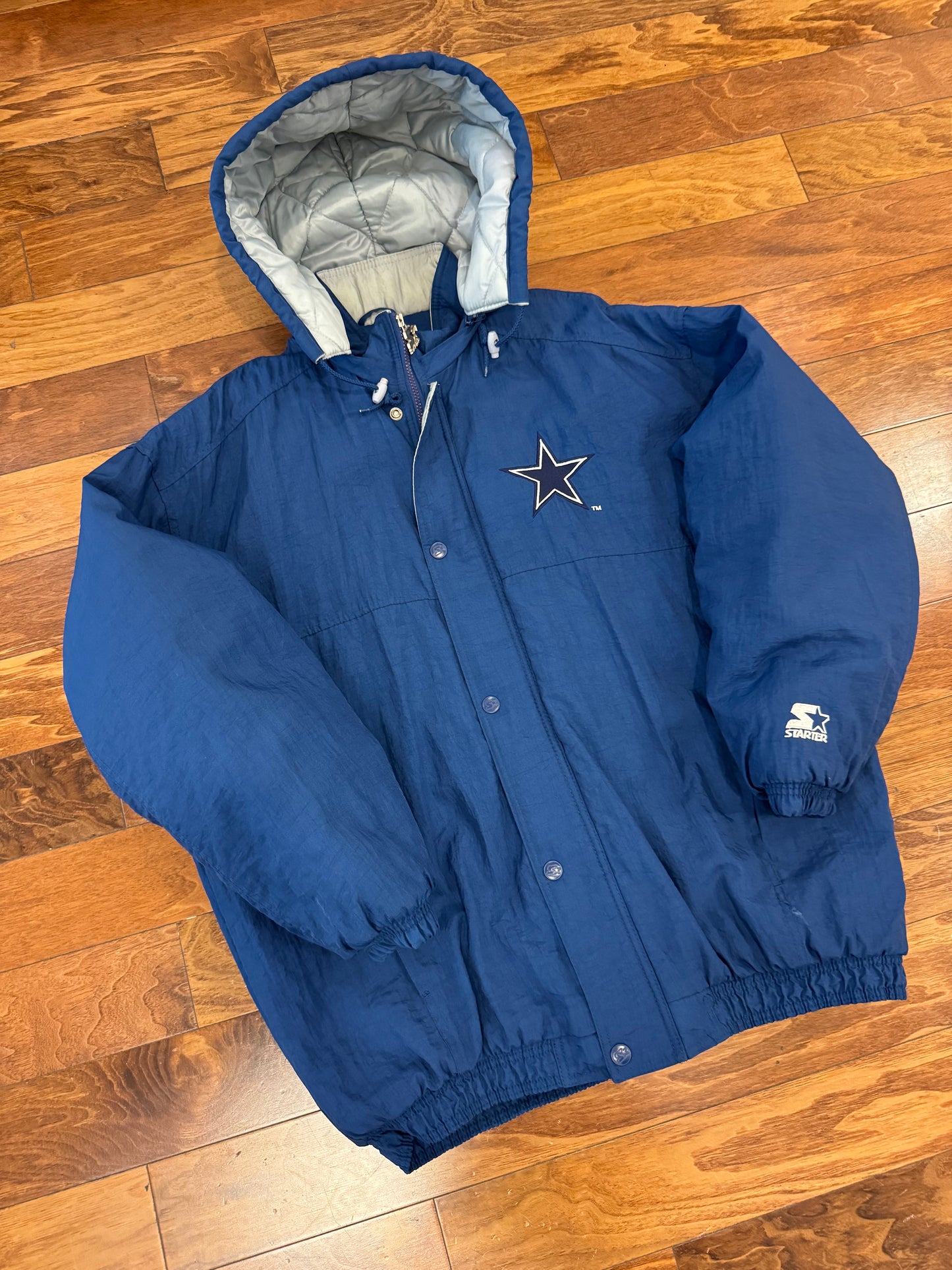 90s Dallas Cowboys Starter Embroidered Vintage Puffer Jacket (XL)