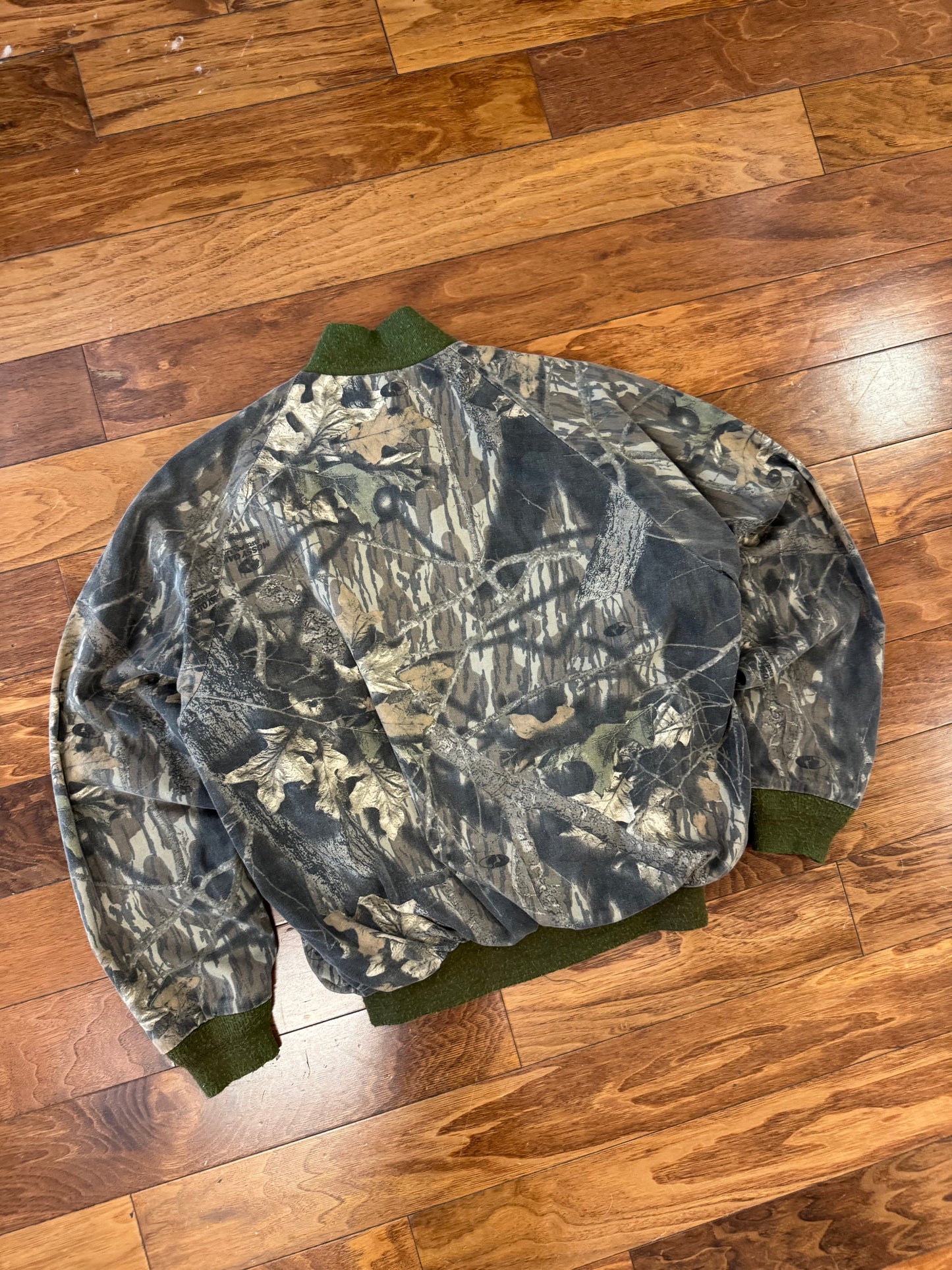 90s Jerzees Button Down Faded Camo Jacket (L)