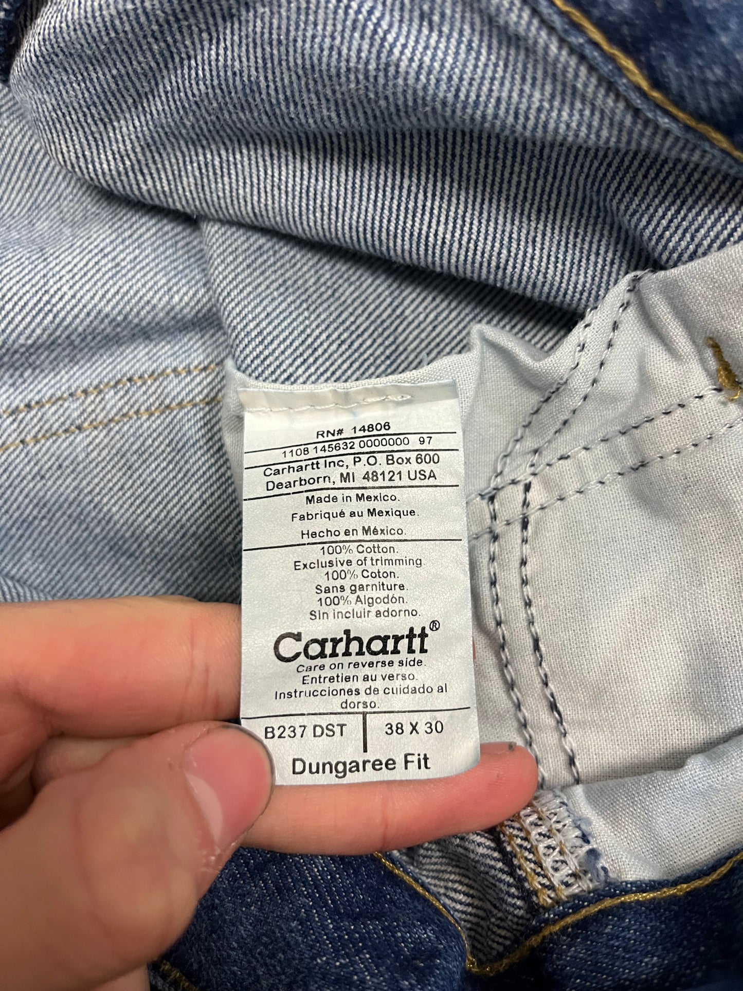 2008 Carhartt Dark Blue Denim Carpenter Jeans (38 x 30)
