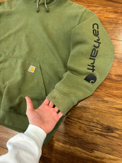00s Carhartt Faded Green Essential Hoodie (L)