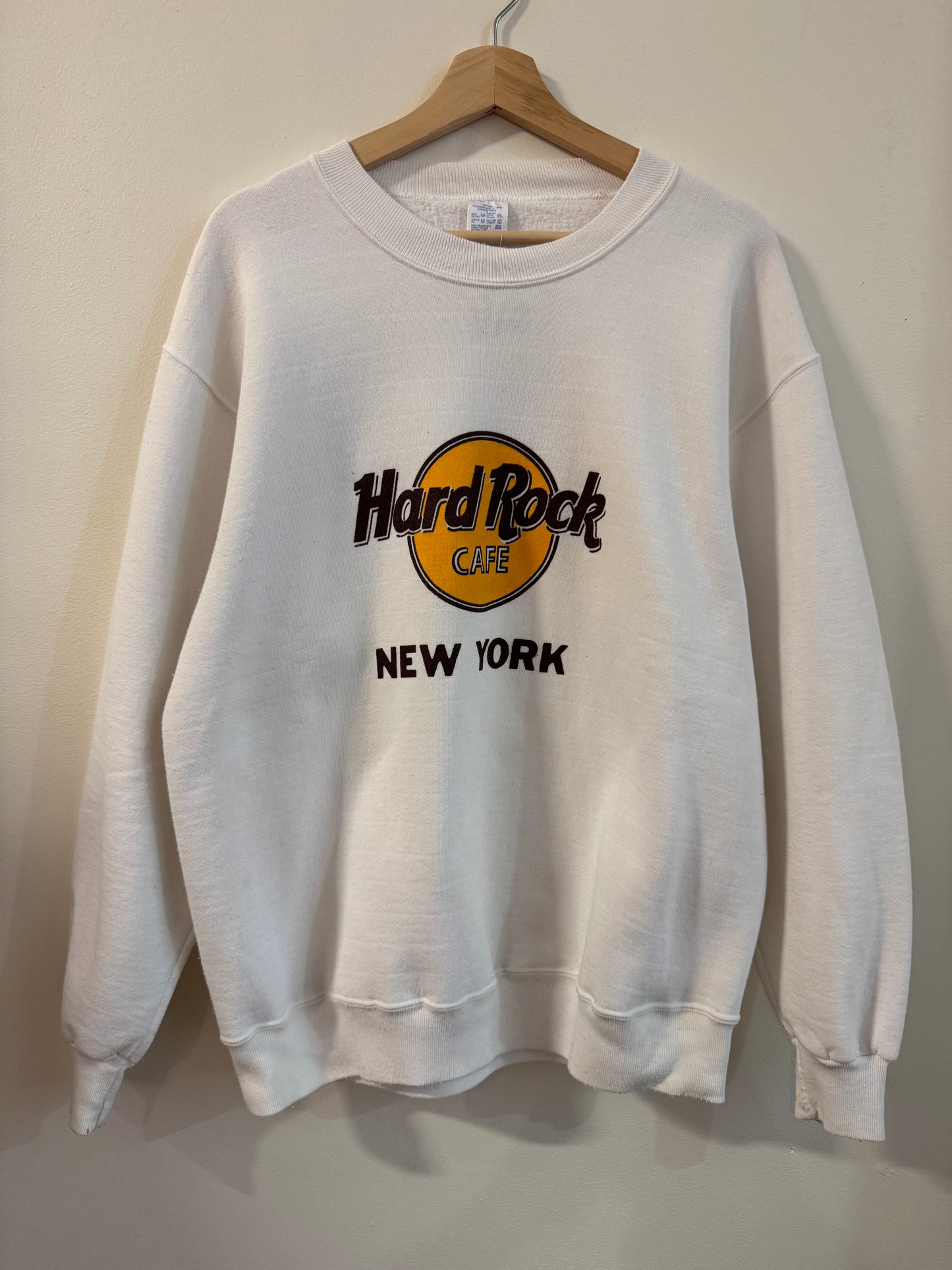90s Hard Rock New York Cream Crewneck (XL)