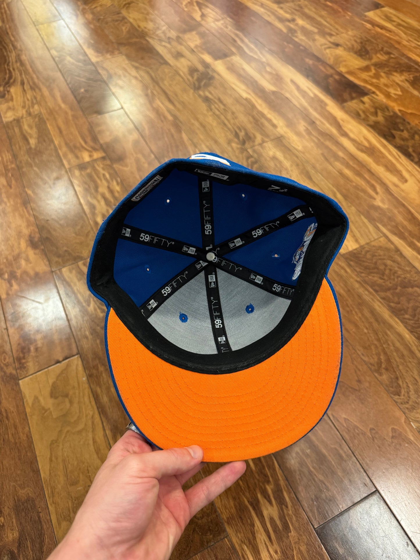 New York Yankees Blue/Orange Fitted Hat (7 3/8)