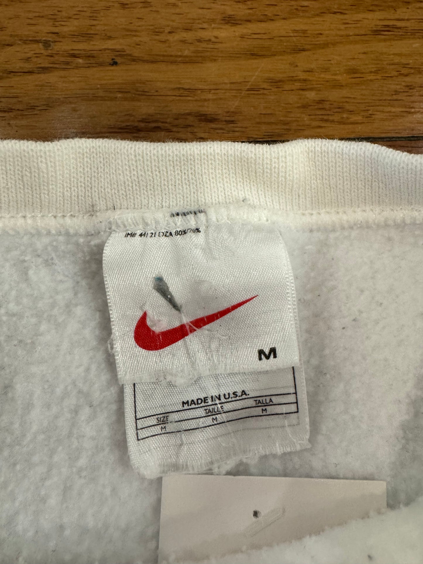90s Nike White Essential Swoosh Crewneck (M)