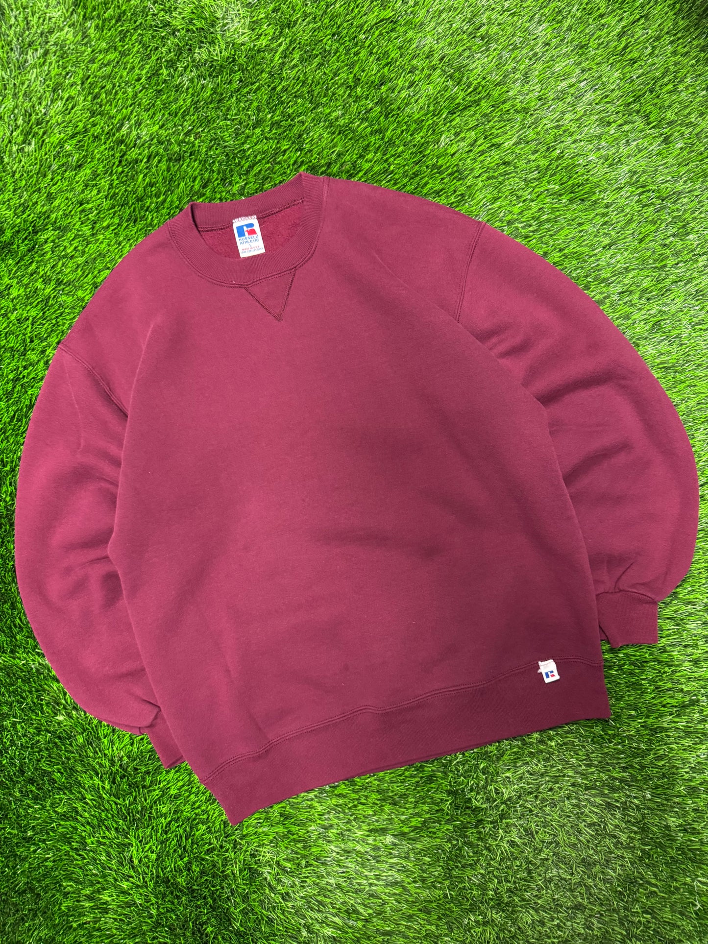 90s Russell Athletics Maroon Blank Crewneck (L)