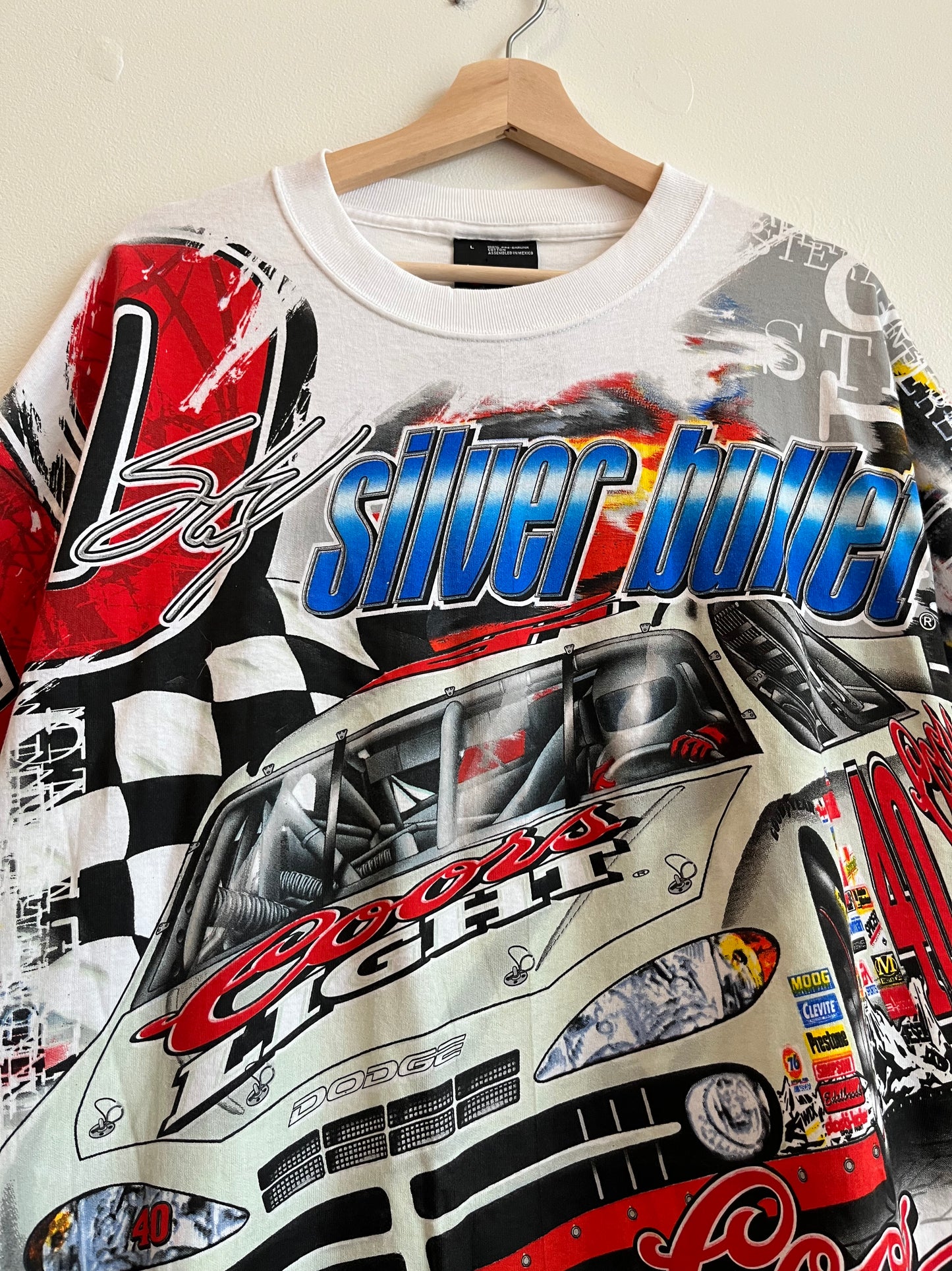 00s Sterling Marlin Coors Silver Bullet Nascar AOP Tee (L)