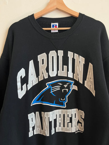 1993 Carolina Panthers Russell Big Spell Out Black Crewneck (XL)