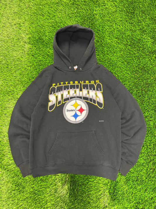 1995 Pittsburgh Steelers Spell Out Black Hoodie (L)