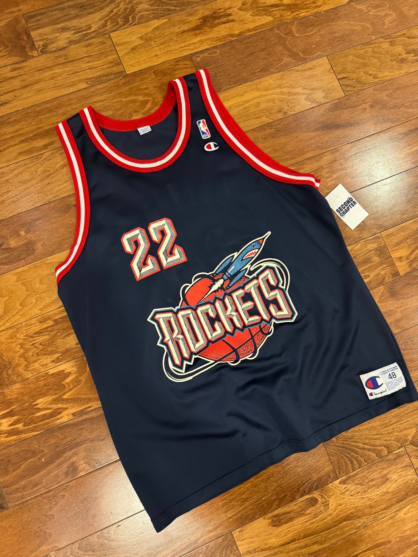 90s Houston Rockets Clyde Drexler #22 Vintage Champion NBA Jersey (L)