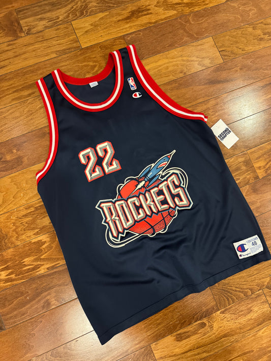 90s Houston Rockets Clyde Drexler #22 Vintage Champion NBA Jersey (L)