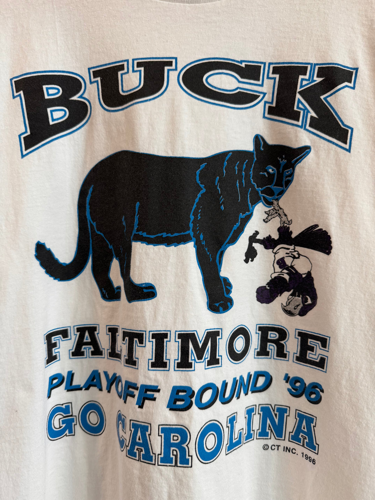 1996 Carolina Panthers “Buck Faltimore” Playoff Bound Rare Tee (L)