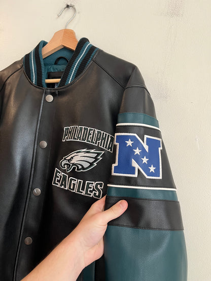2010s Philadelphia Eagles Embroidered Patched Leather Jacket (S)