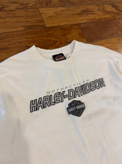 00s Harley Davidson Embroidered White Long-Sleeve Shirt (XL)