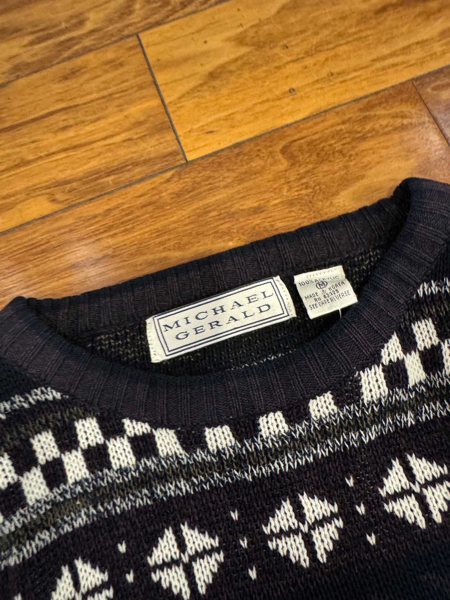 90s Michael Gerald Geometric Acrylic Sweater (M)