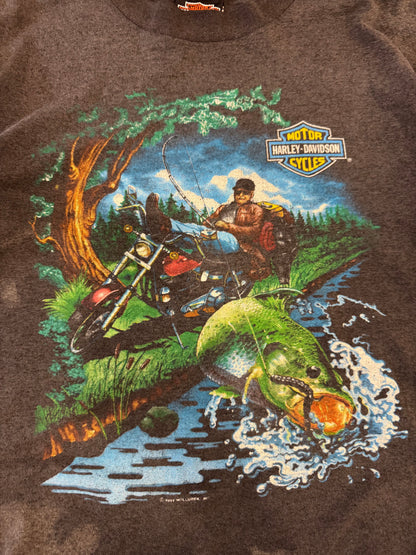 1991 Harley Davidson Acid Wash Fishing Tee (M)