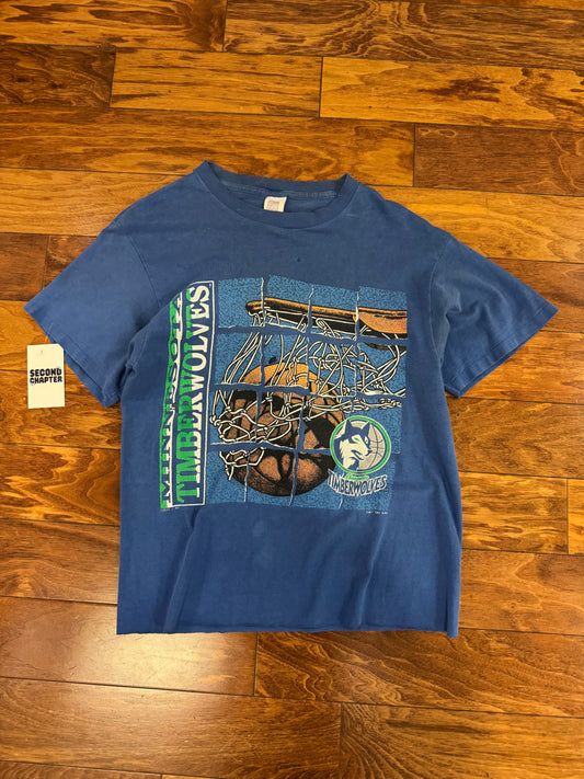1991 Minnesota Timberwolves Distressed Tee (M)