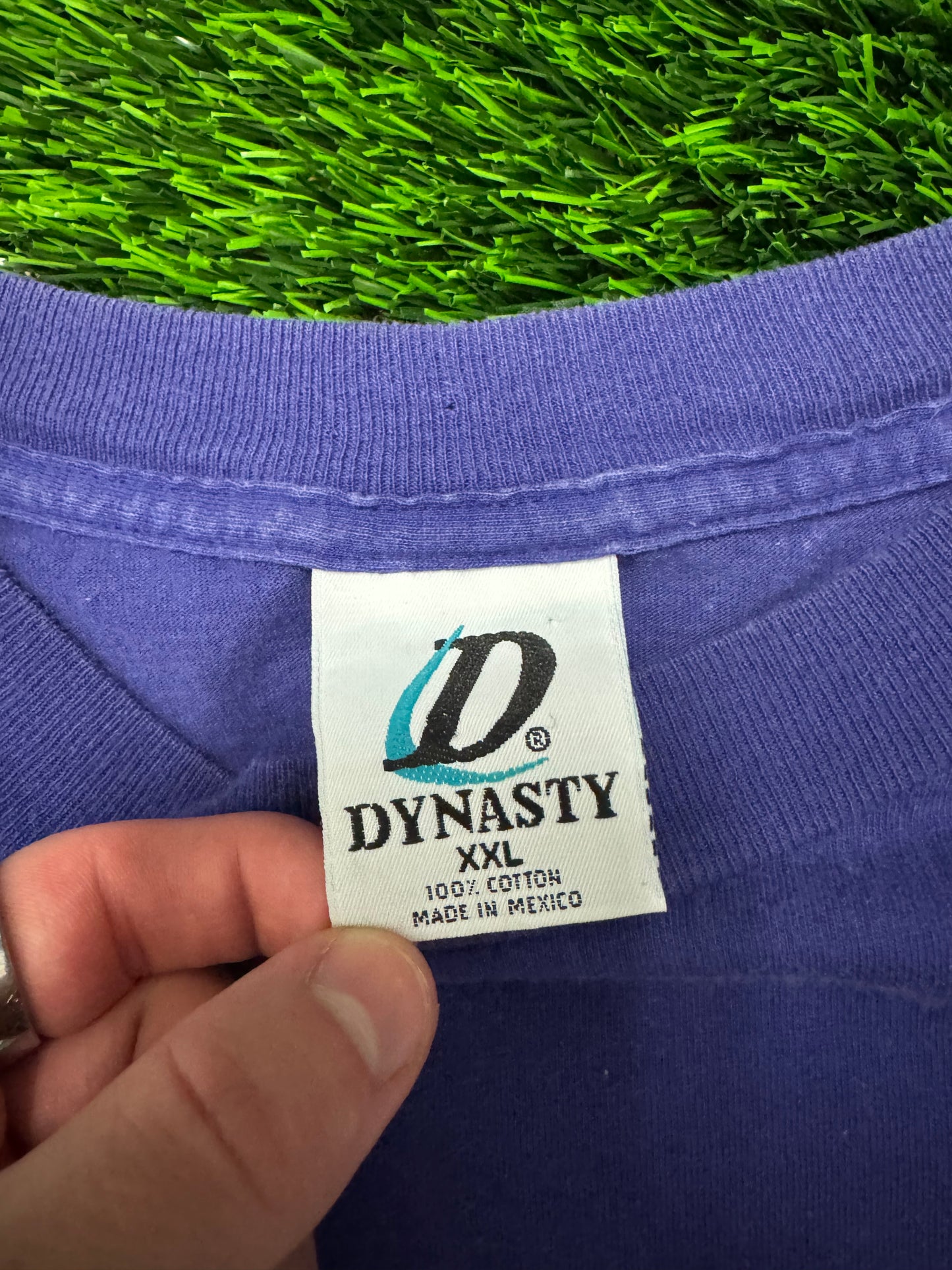 00s Minnesota Vikings Dynasty Helmet Spell Out Tee (XXL)