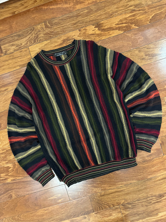 90s Protege 3D Knit Striped Sweater (L)